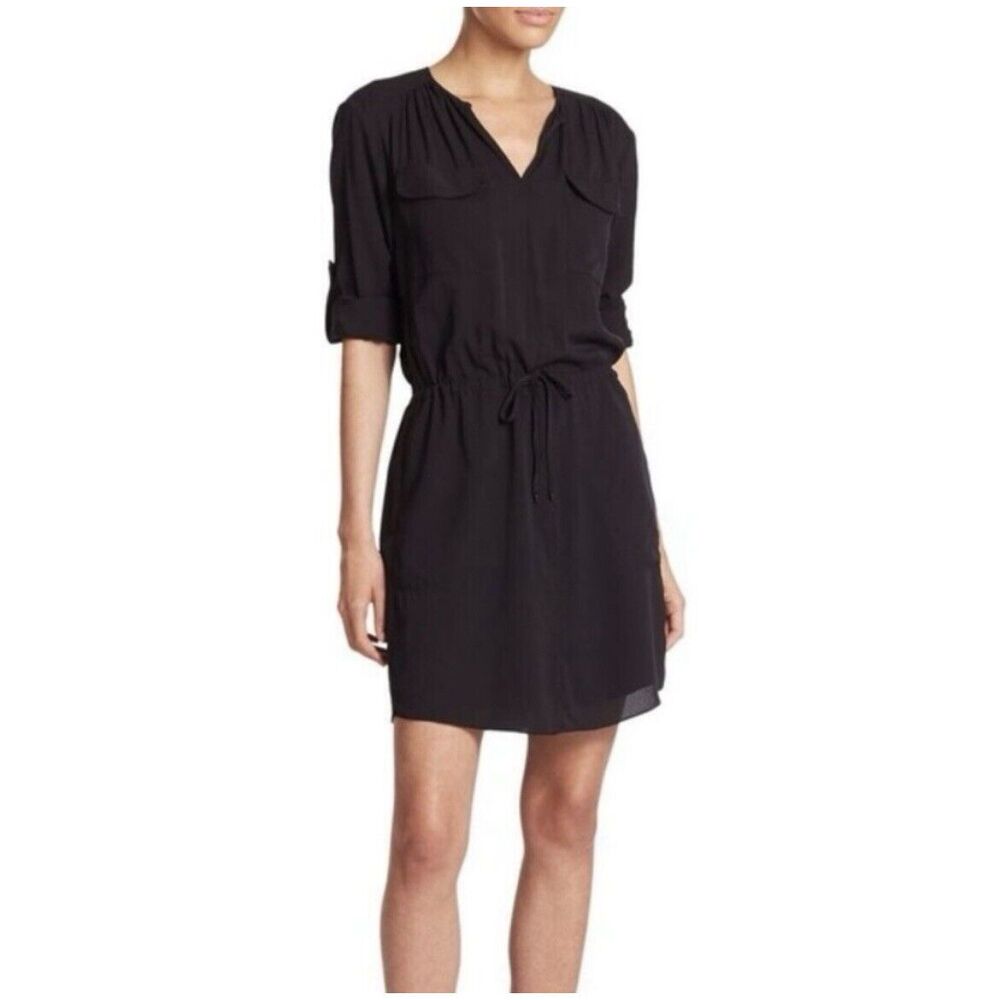 Rebecca Taylor Silk Shirt Dress - Size 8 - Black